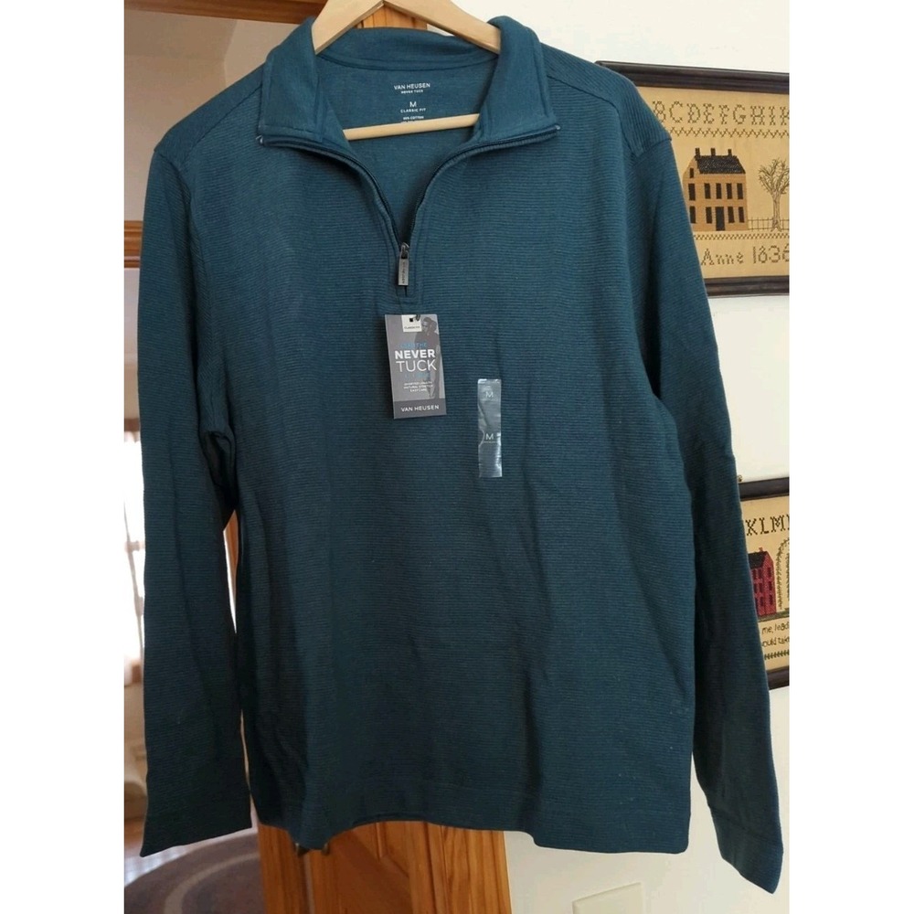 NEVER TUCK VAN HEUSEN Men's M 1/4 Zip Untuck‎ Pullover Shirt Jacket NWT